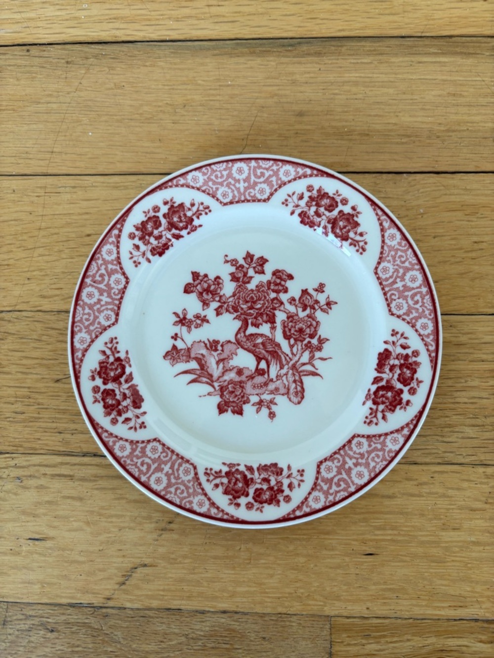 O.P. Co Syracuse China Red Floral saucer